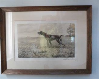 Signed Leon Danchin Antique French Hand Colored Etching