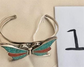 $65.00.  Sterling silver cuff. bracelet with large butterfly.
