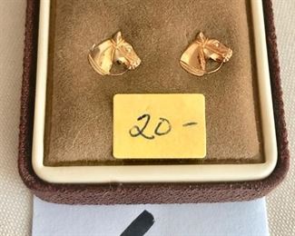 $20.00.   14k gold filled horse head stud earrings