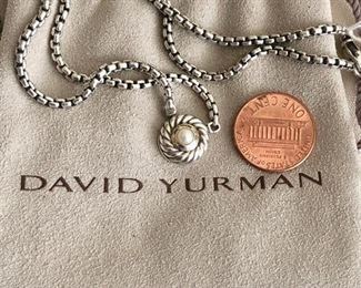 $200.00.   DAVID YURMAN sterling silver/18k yellow gold/cultured pearl necklace permanently attached to a sterling silver David Yurman chain.  16.5" long.