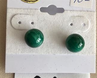 $40.00.   14k malachite post earrings