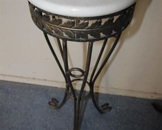 $35. Marble top plant stand/table, 26 inches tall.