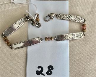 $10.00.   Brighton rhodium plate panel bracelet.