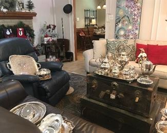 Traveling Trunks, Silver Plate Serving Pieces