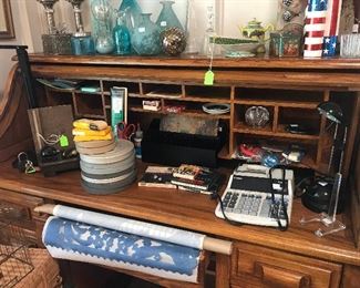 Golden Oak Roll Top Desk