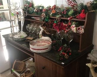 Computer Desk and Christmas Decorations