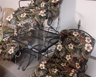 Black metal patio set with rocker chairs