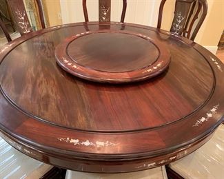 Oriental teakwood table top with Lazy-Susan