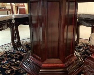 Oriental teakwood dining table pedestal.