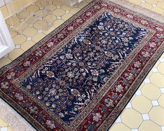 100 % silk hand-made rug with handtied fringe 31" x 48" - $950