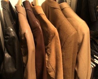 Men's jackets:  Leather, suede, wool - size 38 - 40 R, and S - M