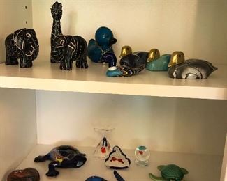 Ceramic, soapstone, glass, and stone animals $ 5 - $40 each