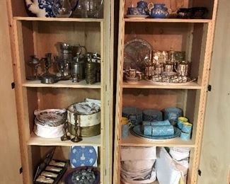 EXTENSIVE COLLECTIONS:  Fitz and Floyd mid-century teal and yellow luncheon set for 16 - $2000, pewter, Asian pottery and more!