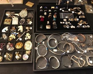 Sterling silver bracelets costume pens and rings