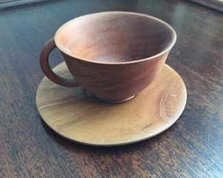 Wooden cup and saucer.