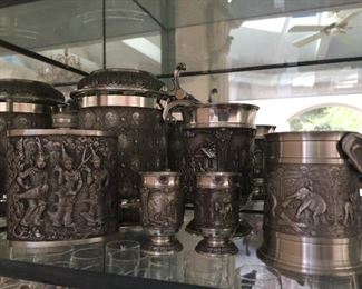 VINTAGE SILVERPLATE / COPPER DECORATIVE CAMBODIAN THAI PIECES.