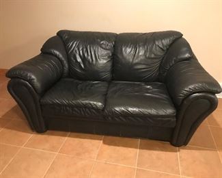 Leather black loveseat 