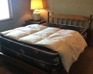 Full size maple bed and mattress 