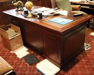 Hooker Executive desk with inset leather top, 71 1/2"w x 36"d x 30 1/2"h $450