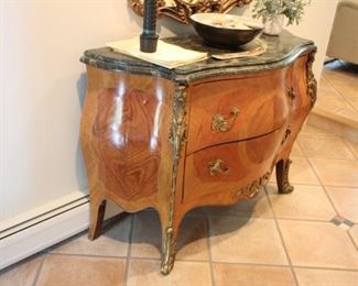 French style marble top bombe chest with bronze mounts (47" x 24"d x 38"h) Asking $475