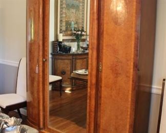 Antique French style inlaid three door armoire (67"w x 89"h x 17 1/2"d) - great storage, all shelving Asking $800