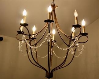 Wrought iron chandelier with beading, 38"h (not including chain) Asking $550