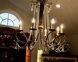 Wrought iron chandelier with beading, 38"h (not including chain) Asking $550