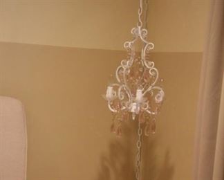 Small chandelier with pink crystals