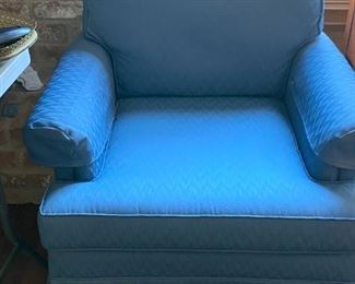 FR115 Two Matching Upholstered Chairs, with one matching ottoman. 