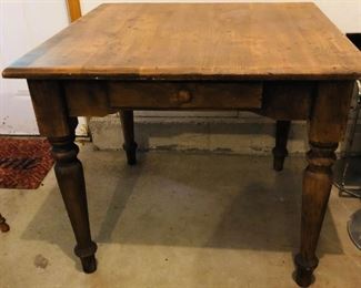Distressed Wooden table $80. 36" square x 30.5" tall