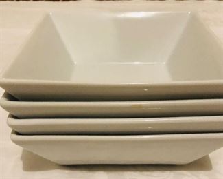 Set of four white 6.5" square bowls $7