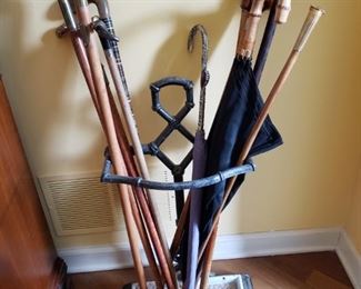 Unique antique canes and stand