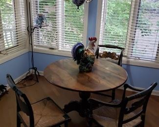Hitchcock chairs and antique table