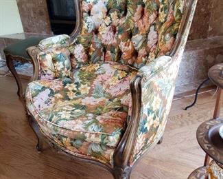 Beautiful carved,tufted antique chairs