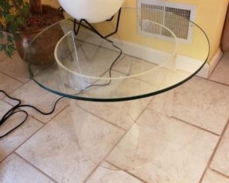 Mid-century lucite table and eyeball lamp