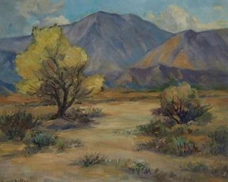 1013
Henry L. Richter
1870-1960, Rolling Hills, CA
Desert Landscape
Oil on canvas
Signed lower left: Henry L. Richter
20" H x 24" W
Estimate: $600 - $800