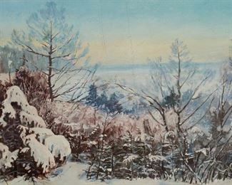1062
Laszlo Neogrady
1896-1962, Hungarian
Winter Landscape
Oil on canvas
Signed lower left: Neogrady Laszlo
15" H x 23" W
Estimate: $600 - $800