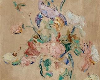 1070
Wlodzimierz Terlikowski
1873-1951, Polish/French
Floral Still Life, 1937
Oil on canvas
Signed and dated lower right: Wldo Terlikowski
21.75" H x 15" W
Estimate: $1,200 - $1,800