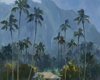 1106
Ronaldo Macedo
b. 1965, American
"Magic Hawaii"
Oil on canvas
Signed lower right: Macedo, titled, numbered and with the copyright symbol verso: #1552
30" H x 20" W
Estimate: $500 - $700