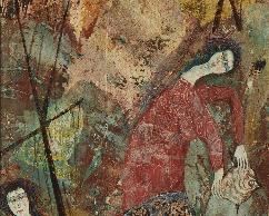 1103
Luciano Spazzali
1911-1997, Italian
"Reti," Female Figures In A Boat, 1960
Mixed media on board
Signed and dated lower right: Spazzali / 60, titled verso
33.5" H x 12" W
Estimate: $400 - $600