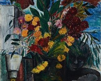 1121
Sara Berman Beach
1890-1978, New York, NY
Floral Still Life
Oil on canvas
Signed lower right: S. Berman Beach
23" H x 40" W
Estimate: $1,000 - $1,500