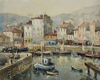 1126
Lucien Delarue
1925-2011, French
"St. Tropez"
Oil on canvas
Signed lower right: Delarue, signed again and titled verso
18.25" H x 21.5" W
Estimate: $300 - $500