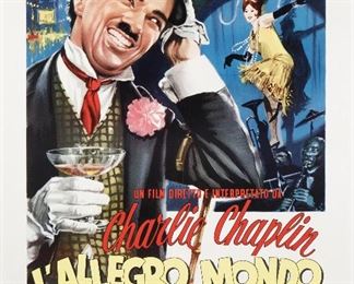 1190
Charlie Chaplin "L'Allegro Mondo Di Charlot"
Movie poster Italian release, 1914
Poster on paper laid to paper under Plexiglas
Directed by Charlie Chaplin
55" H x 39.25" W
Estimate: $100 - $200