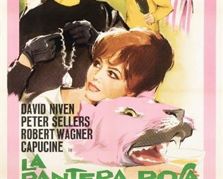 1193
"La Pantera Rosa (The Pink Panther)"
Movie poster Italian release, 1963
Poster on paper under Plexiglas
Directed by Blake Edwards
54" H x 38.25" W
Estimate: $100 - $200