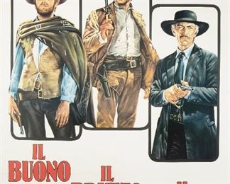 1195
"Il Buono Il Brutto Il Cattivo (The Good The Bad And The Ugly)"
"(The Good The Bad and the Ugly)"
Movie poster Italian release, 1966
Poster on paper under Plexiglas
Directed by Sergio Leone
Sight: 54.75" H x 39" W
Estimate: $200 - $300