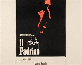 1198
"Il Padrino (The Godfather)"
Movie poster Italian release, 1972
Poster on paper under Plexiglas
Directed by Francis Ford Coppola
Sight: 54.5" H x 38" W
Estimate: $100 - $200