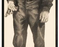 1200
"Sur Les Quais (On The Waterfront)"
Marlon Brando, "(On The Waterfront)", movie poster French release, 1954
Poster on paper under Plexiglas
Directed by Elia Kazan
Sight: 91.25" H x 22.75" W
Estimate: $200 - $300