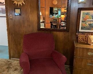 maroon upholstered chair