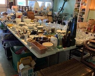 garage overflow of dishes and cool stuff