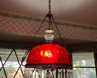 Red glass light fixtures, bought in Fort Worth, circa 1960